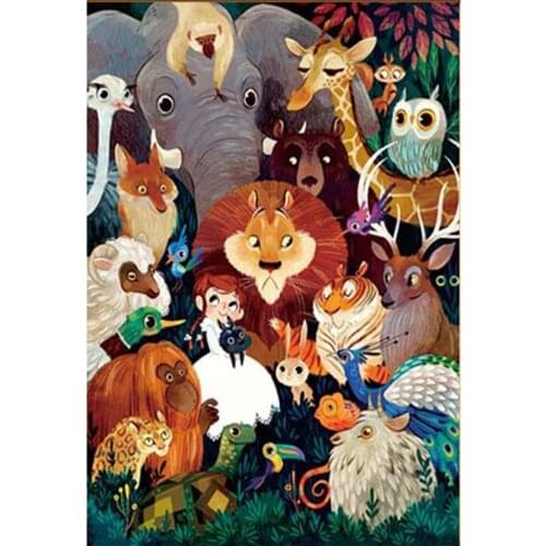 Needlework DIY Cross Stitch Embroidery Kit World of Animal Lion Bird Owl Printed Pattern Handwork Diamond Painting GJ679
