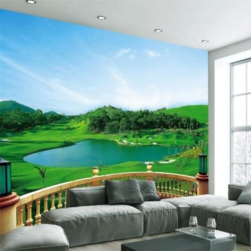 Beibehang Wall paper mural living room bedroom custom 3D balcony golf atmosphere mural TV background wall home decoration