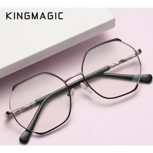 KINGMAGIC Retro Anti Blue Ray Computer Glasses Women Round Blue Light Blocking Eye Glass Men Fashion Optical Frame Eyewear