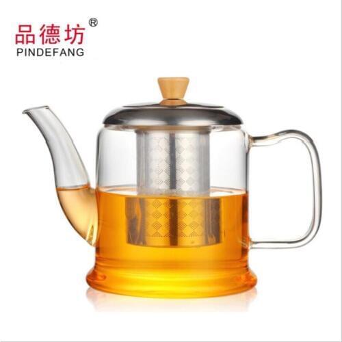 PINDEFANG 2017 New 800ml Heatable Borosilicate Glass Teapot with Stainless Steel Strainer Lid gift Teaset Health Daily Teaware