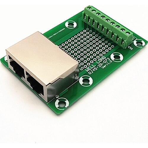 RJ45 8P8C Right Angle Jack2-Way Buss Breakout Board,Terminal Block, Connector