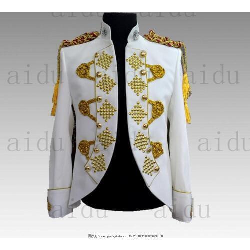 Luxury beading white/red short stage performance/dance/bar stuido tuxedo jacket ,only jacket