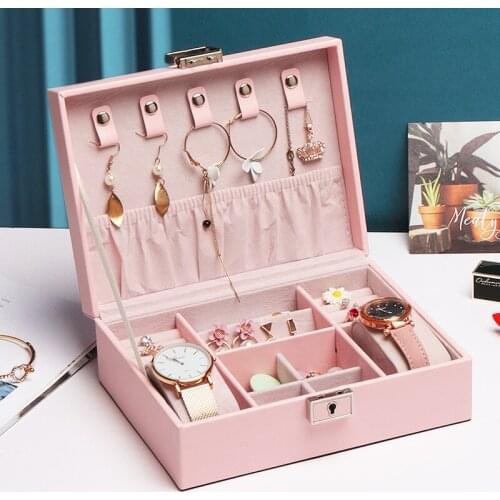 Jewelry Box for Girls Organizer for Necklace Earring Ring Bracket Jewelry Box with Necklace Holder Jewelry Box PU Organiser Men
