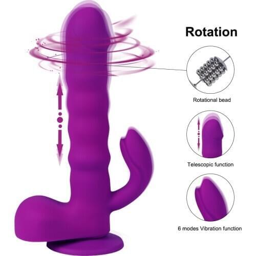 Silicone Anal Dildo Vibrator Remote Control G Spot Rotation Telescopic Vibrator With Sucker Butt Plug Adults Sex Toys For Woman