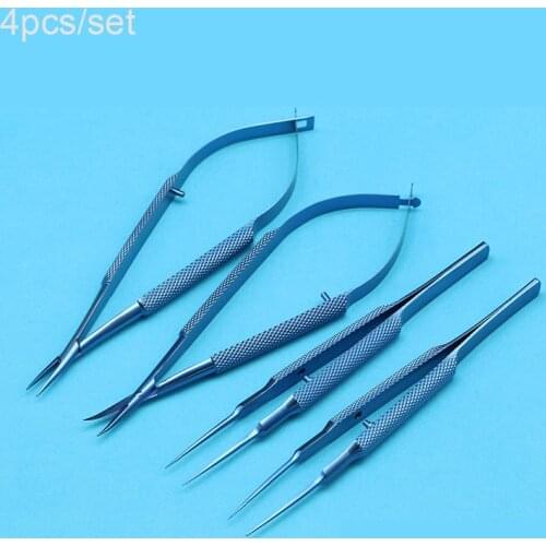 Titanium Tlloy Surgical Instruments Ophthalmic Microsurgical Dental Instruments Needle Holder + 11.5cm Scissors + Tweezers