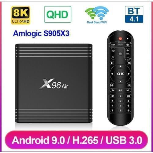 X96 Air Android 9.0 TV Box Amlogic S905X3 Quad Core X96Air 4K 8K Media Player 4GB 32GB 64GB QHD Smart TV Box