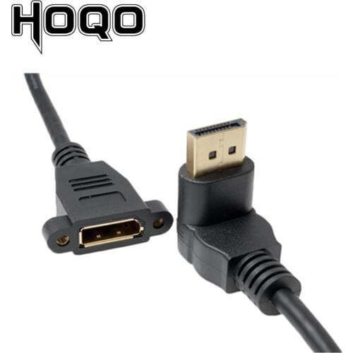 Down Angled 90 Degree Display port Panel Mount Extension cable,DP Display port Male to Female Cord Socket Cabo Adapter 1FT 4K
