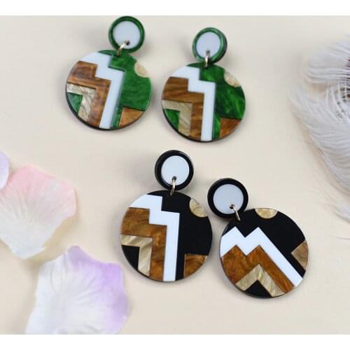 UJBOX Multi-color Acetate Stitching Earrings Drop Women Geometric Resin Acetic Acid Wedding Party Earrings Top Qualtiy
