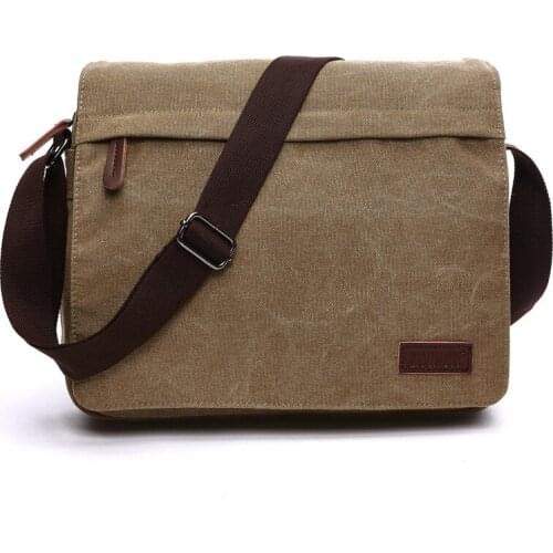 Weysfor Vogue Solid Canvas Messenger Satchel Bags Buckle Casual Portable Shoulder Bag Korean Trend Simple Pack For Men