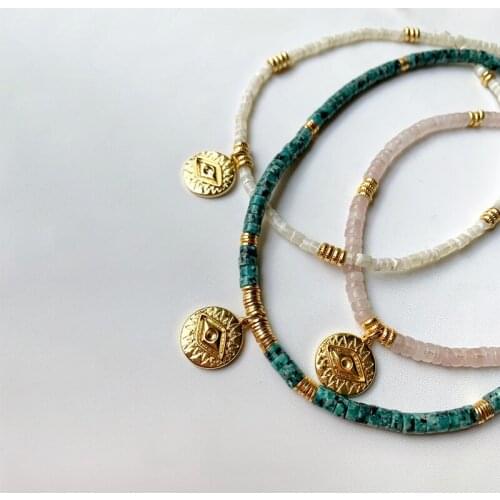 Handmade jewelry natural blue pine stone drop pendant charm necklace for women and men exquisite fashion retro accessories