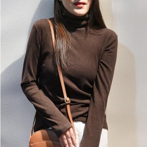 Women Autumn Long Sleeve Turtleneck Shirt Solid Color Winter Warm T Shirt Bottoming Female Tops Female Casual Pullover Tops