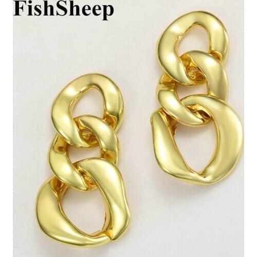 FishSheep Statement Acrylic Geometric Big Drop Earrings Gold Color Chain Long Dangle Earrings For Women 2020 Fashion Jewelry