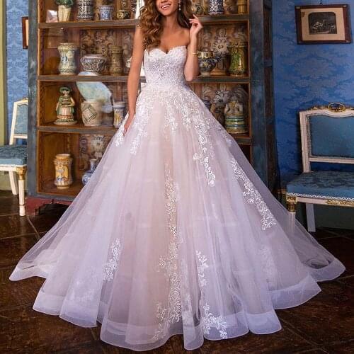 YIWUMENSA Strapless Lace A Line Wedding Dress Women Plus Size Sweetheart Robe Femme Sleeveless Bridal Gowns Vestidos De Fiesta