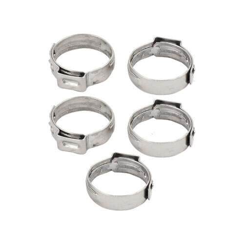 17.8mm-21mm 304 Stainless Steel Adjustable Tube Hose Clamps Silver Tone 5pcs
