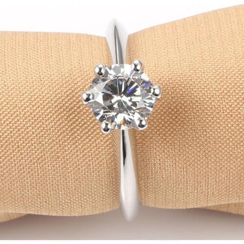 1ct Moissanite Rings for Women S925 Sterling Silver Platinum Plated Engagement Rings Prong Setting Diamond Ring D Color Grade