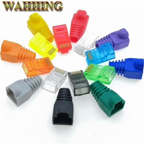 20pcs RJ45 Connector Cat5 CAT5e RJ45 Plug Cap Ethernet Network Cable Socket only Plug boots Colorful HY327202