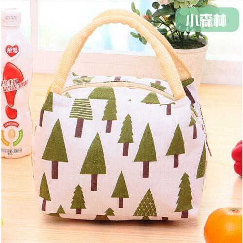 Lunch Bag Triangle Tree Simple Pattern 2020 New Zipper Waterproof Portable Insulation Bag Lunch Box Japanese Lunch With Rice Bag