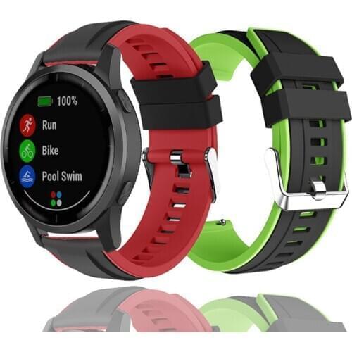 22MM Double Color Silicone Strap For Garmin Vivoactive 4 Smart Watch Band Replaceable Wrist Strap For Garmin Active Bands