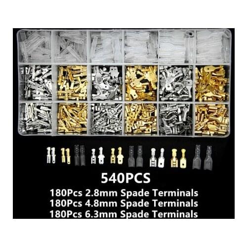 360/540Pcs Female Male Electrical Spade Wire Butt Connectors Lugs Battery Starter Cable Splice Crimp Terminals Kit Assortment