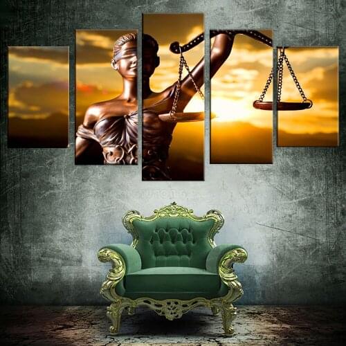 5 Piece With the Image Of Themis Goddess of Justice Painting Wall Art Framework Home Decor Modular Picture Canvas Print Poster