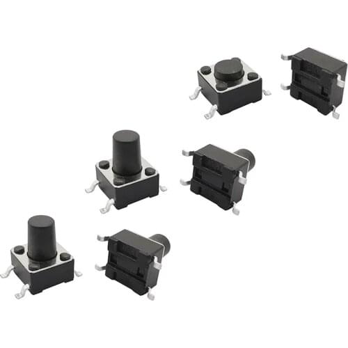 50Pcs/lot 6x6mm PCB Panel Momentary Switch Micro Tactile Tact Push Button Switch SMT 4Pin 6x6x4.3/4.5/5/5.5/6/7/8/9/10/12/13mm