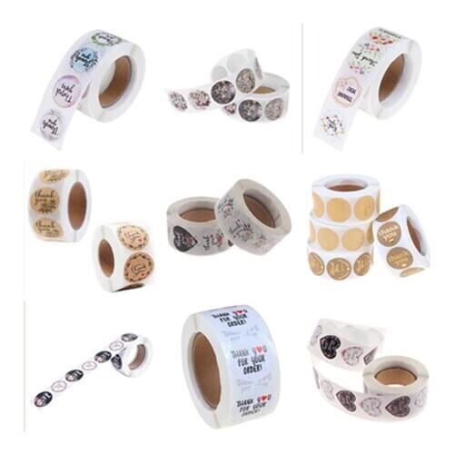 500pcs Pretty Things Inside Stickers Round Paper Gold Thank you stickers for Small Business Packaging Seal Label Stickers