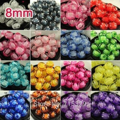 8mm 100pcs Acrylic Transparent Chunky bubblegum Pumpkin shape Bead Toys DIY Educational Toys Material