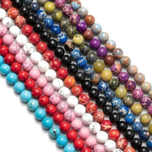 Natural Stone Beads Turquoises Malachite Sea Sediment Jaspers Loose Beads 4 6 8 10 12mm for Jewelry Making DIY Bracelet