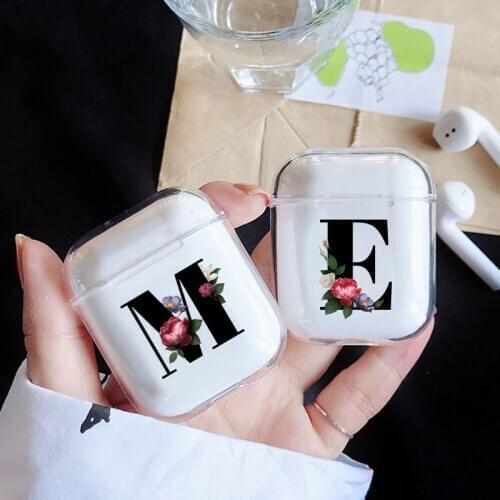 Black Letter Phone Case For Airpods 2/1 Cute Cover For Airpod Earphone Capa For Air Pod Cases Flower