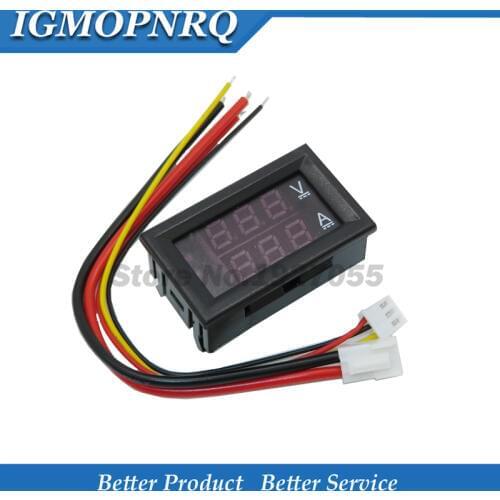 DC 0-100V 10A Digital Voltmeter Ammeter Dual Display Voltage Detector Current Meter Panel Amp Volt Gauge 0.28" Red Blue LED