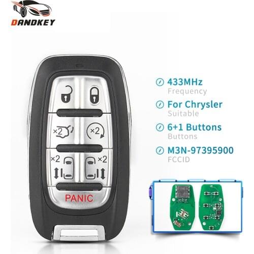 Dandkey For Chrysler Pacifica 2017 2018 2019 2020 M3N-97395900 Replacement 7 Buttons Smart Blade Remote Car Key 433MHz Fob