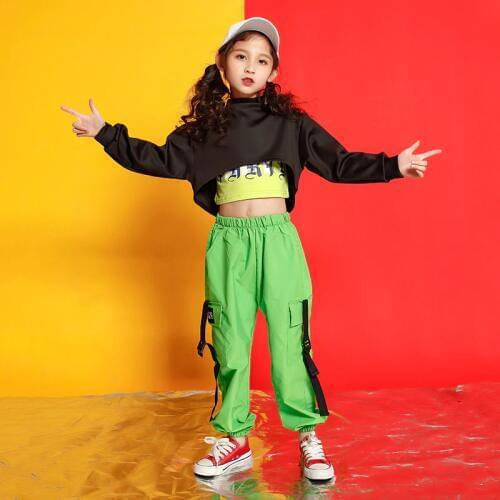 Children Cropped Sweatshirt Shirt Casual Pants Hip Hop Clothing Clothes Jazz Dance Costume for Girls Ballroom Dancing Streetwear