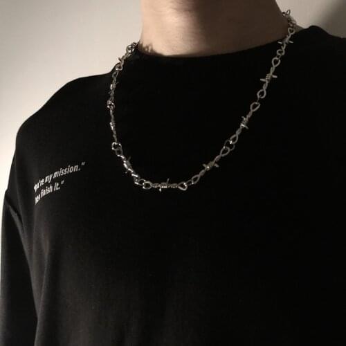 Multifunction Goth Small Wire Brambles Iron Couple Necklace Men Women Diablo Punk Rock Trouser chain Hip Hop Jewelry 2021 Summer