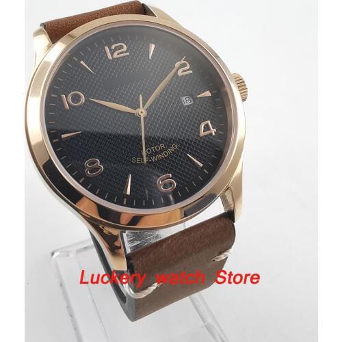 42mm no logo mens watch black dial Gold hands and marker sapphire glass Automatic watch-CA34
