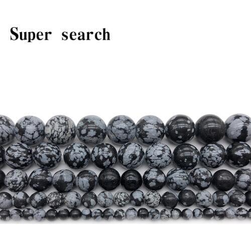Natural Stone Snow Flake Jaspers Round Beads 15" Strand 4 6 8 10 12MM Pick Size For Jewelry Making
