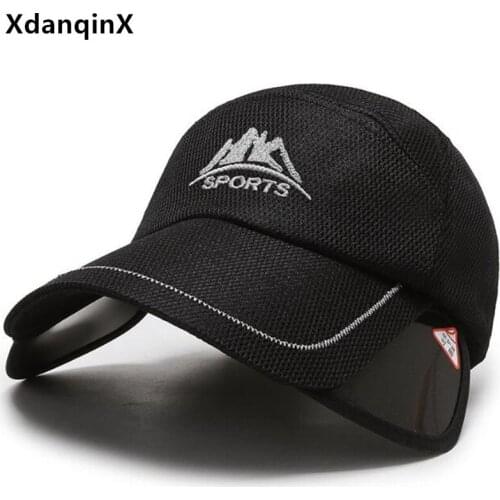XdanqinX Novelty Retractable Brim Summer Womens Breathable Baseball Caps Snapback Cap Mens Mesh Cap Adjustable Size Sports Cap