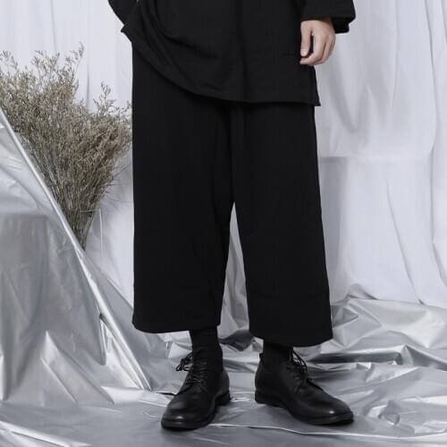 Original new wide-leg pants mens nine-point casual pants Korean style trendy drape loose flying squirrel pants straight low cro