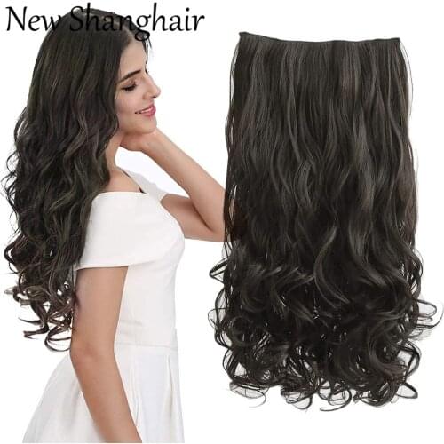New Shanghair 22" Curly Wave Clips in on Synthetic Hair Extensions 130g/pcs Hair pieces for Women 5 Clips 4.5 Oz Per Piece