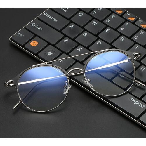 VCKA 2019 New Fashion Women Mens Computer Goggles Retro Metal Blue Light Blocking Glasses Round Gaming Glasses UV400 Eyewear