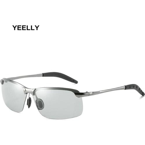 New Half Frame Men Fashion Photochromic Polarized Sunglasses Rectangle Color Change Classic Sports Glasses 3043 Man UV400 Metal