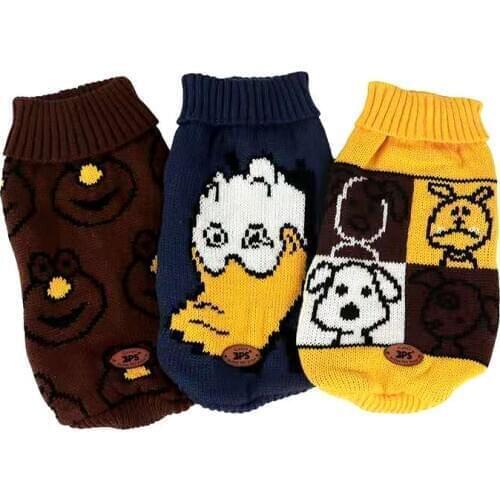 Dog Clothes For Small And Medium-Sized Cat Dog General Manufacturer Direct Cartoon Knit Pet Sweater Autumn Winter Plus Cashmere