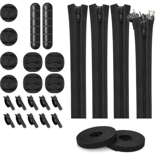 USB Cable Organizer Bag Cable Winder Protector Desktop Tidy Management Clips Cable Holder for Mouse Headphone Wire Organizer