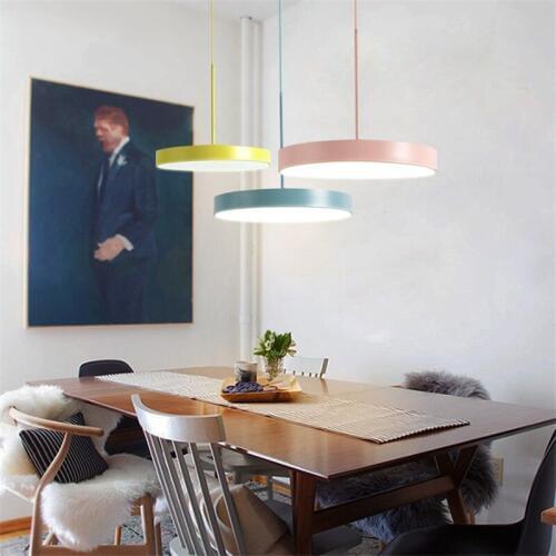 Simple Modern LED Pendant Light Iron Acrylic HangLampen Nordic Design Lamp Dimming Pendant Lighting Home Deco Lampara Colgante