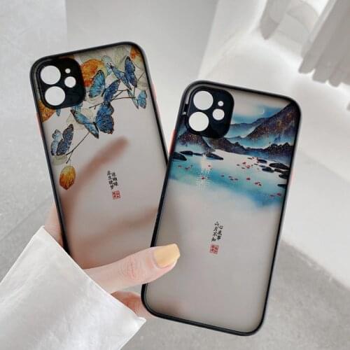 Phone Case For iPhone 11 12 Pro Max Mini 8 6S 7 Plus XR X XS MAX SE 2020 Chinese Style Ancient poems Hard Shockproof Back Cover