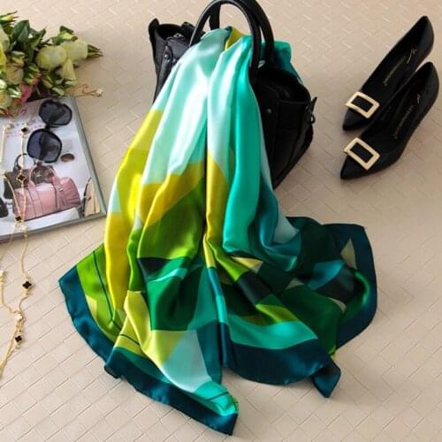 Luxury brand Classic women silk scarf female scarves ladies beach wrap chiffon shawl lattice Printed bandanna foulard muffler
