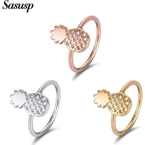 Sasusp Trendy Korean Style Ladies Pineapple Ring Cute Fruit Rings For Women Sister Daughter Gift