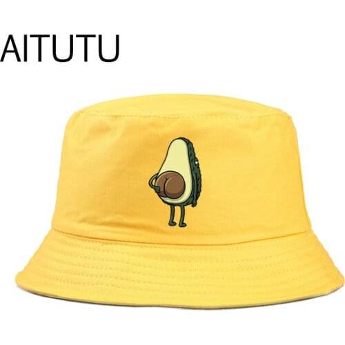 2020 fisherman hat women men summer Japanese avocado bucket hat funny cartoon travel hiking fishing sun panama bucket hats