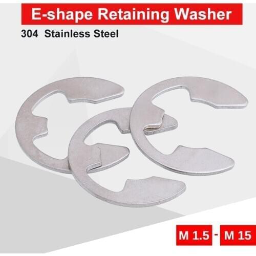 E Type Circlip Retaining Ring Washer M1.5 M2 M2.5 M3 M3.5 M4 M5 M6 M7 M8 M9 M10 M12 M15 304 Stainless Steel For Shaft Fastener