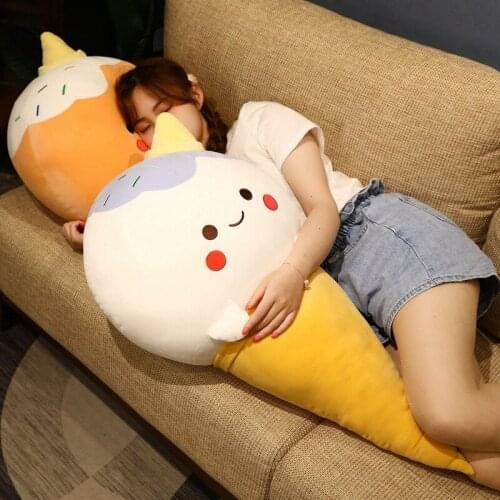 50/70/90CM Super Soft Long Ice Cream Ball Cute Expression Plush Filled Toy Child Adult Sleeping Pillow Gift