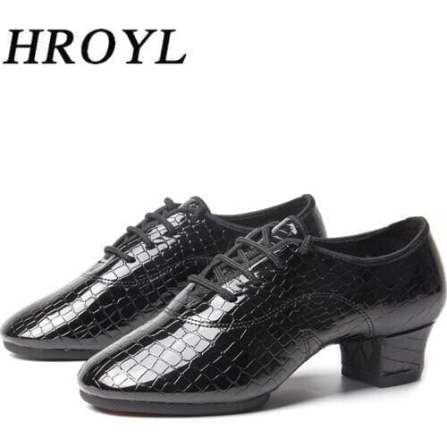 New Stone Pattern Latin Dance Shoes For Men Jazz Tango Dancing Shoes Mans PU Ballroom Dance Shoes Heel Height 3.5CM HROYL